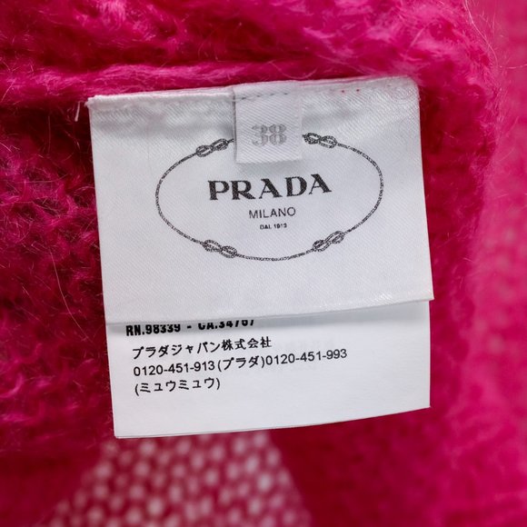 Prada Neon Pink Knit V-Neck Sweater - Picture 7 of 11